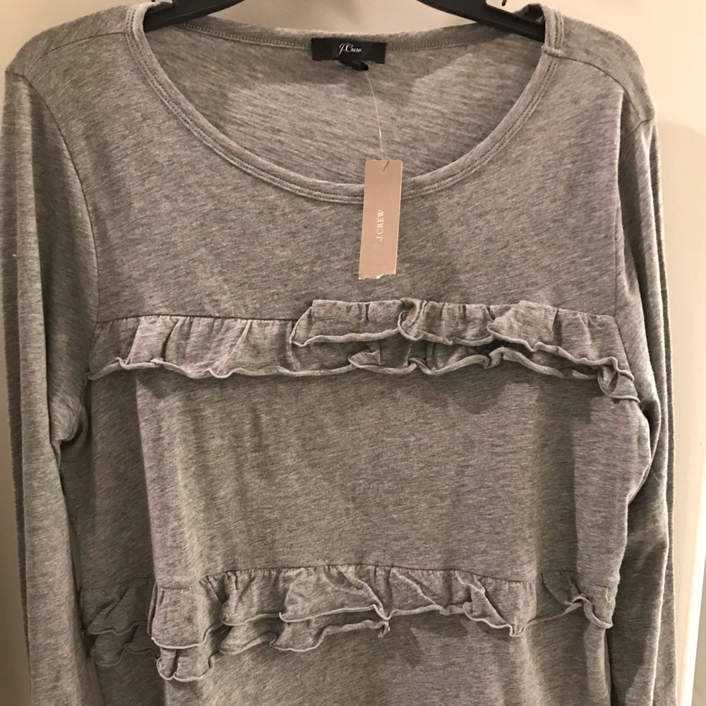 Grey long sleeve ruffle tshirt